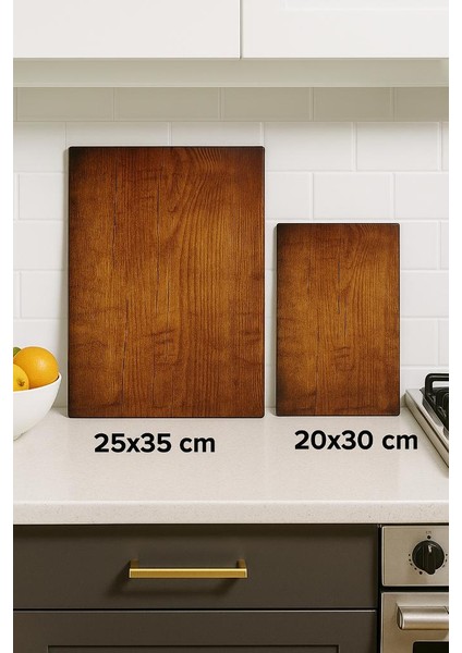 2 ‘li Cam Kesme Tahtası 20X30 & 25X35 cm Cam Doğrama Tahtası Sofra & Mutfak Sunum Tahtası Kesme Tahtası