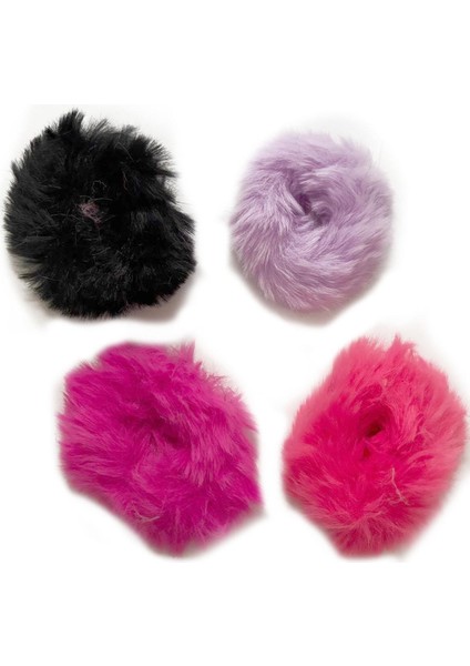 Tüylü Peluş Simit Toka Seti 4'lü Paket