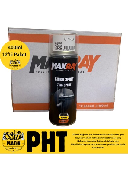 Çinko Sprey Galvaniz Zınc Sprey 400ML 12 Adet PLT28000501