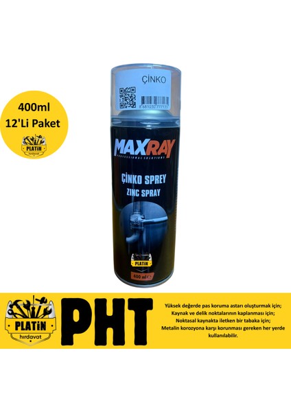 Çinko Sprey Galvaniz Zınc Sprey 400ML 12 Adet PLT28000501 fırsatları