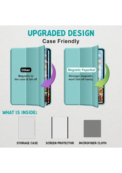 iPad 10.2" 10. Nesil Uyumlu Mıknatıslı Paper-Like Ekran Koruyucu Kağıt Hissiyatlı Kırılmaz Cam indirimleri