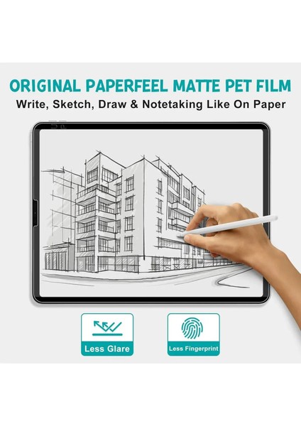 iPad 10.2" 10. Nesil Uyumlu Mıknatıslı Paper-Like Ekran Koruyucu Kağıt Hissiyatlı Kırılmaz Cam