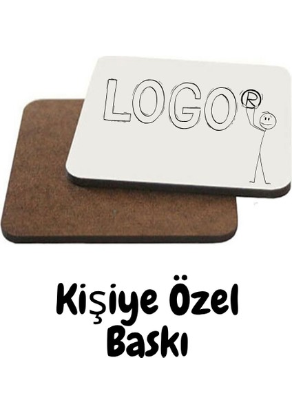 Kişiye Özel Baskılı 6'lı Set Ahşap Bardak Altlığı / Ahşap Stand Hediye / Hediyelik modelleri
