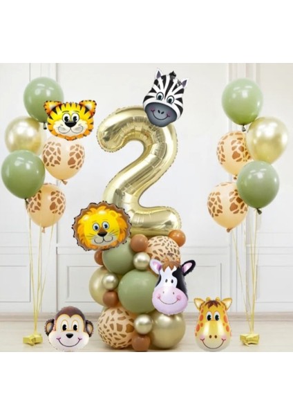 6'lı Safari Doğum Günü Konsepti - Yaş Günü Doğum Günü Kutlama Partisi Seti