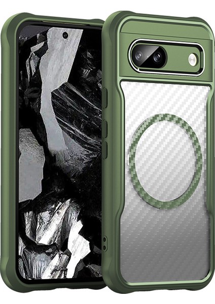 Google Pixel 8A Magsafe Telefon Kılıfı, Yarı Saydam Köşe Korumalı Karbon Fiber Ince Uyumlu Darbeye Dayanıklı Kılıf Google Pixel 8A (Yurt Dışından)