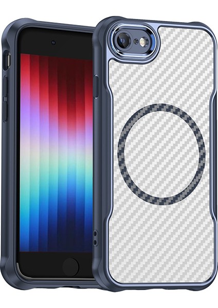 iPhone Se2 Magsafe Telefon Kılıfı, Yarı Saydam Köşe Korumalı Karbon Fiber Ince Uyumlu Darbeye Dayanıklı Kılıf iPhone Se2 (Yurt Dışından)