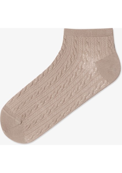 5 Çift Pamuklu Kendinden Geometrik Desenli Patik Çorap