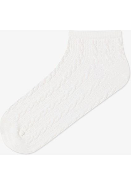 5 Çift Pamuklu Kendinden Geometrik Desenli Patik Çorap