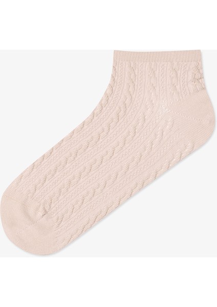 5 Çift Pamuklu Kendinden Geometrik Desenli Patik Çorap