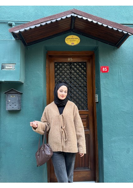 Önden Bağlamalı Kırçıllı Ceket