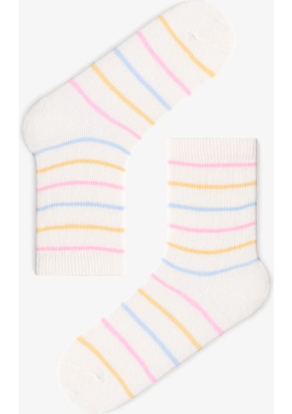 Çok Renkli Kız Çocuk Heart Stripe Unicorn 4lü Soket Çorap