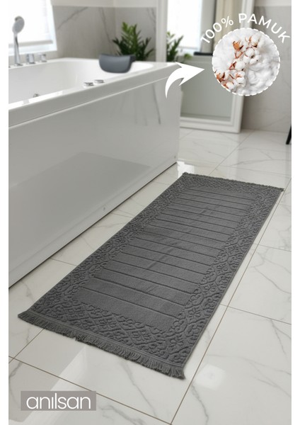Aflora Antrasit Ayak Havlusu - 60x130Cm, 690Gr, %100 Pamuk, Spa Ve Otel Banyo Paspası, Günlük Kullanıma Uygun
