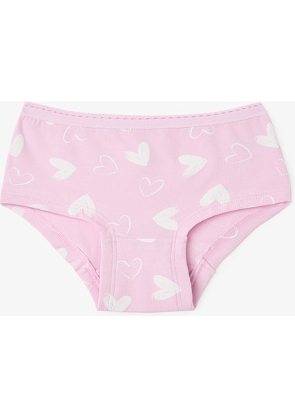 Kız Çocuk Heart Kalp Desenli Normal Bel 3'lü Hipster Külot