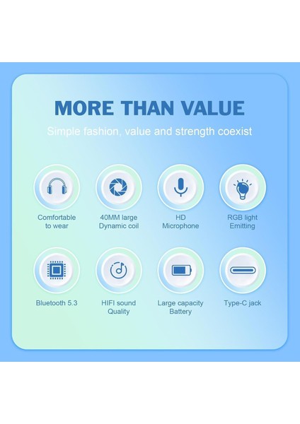 Kulak Üstü Taç Renkli Işıklı Kedi Kulaklı Kedi Kabartmalı 5.3 Version Bluetooth Kulaklık