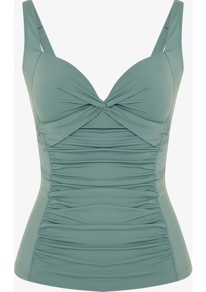 Haki Büzgülü Bikini Üstü