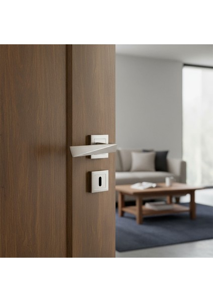 Penta Nikel Inoxkare Rozetli Oda Kapı Kolu (1 Takım: 2 Adet Kol + 2 Adet Rozet + Bağlantı Demiri) fırsatları