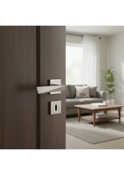 Penta Nikel Inoxkare Rozetli Oda Kapı Kolu (1 Takım: 2 Adet Kol + 2 Adet Rozet + Bağlantı Demiri) indirimleri