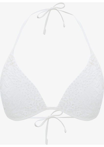 Adeline Boncuk Detaylı Beyaz Bikini Üstü - Gamze Erçel Koleksiyonu