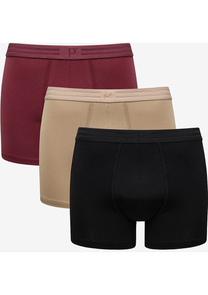 Erkek Pamuklu Basic Çok Renkli 3lü Boxer
