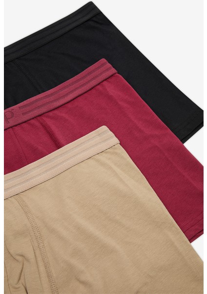Erkek Pamuklu Basic Çok Renkli 3lü Boxer