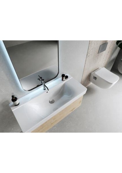 Turkuaz Yeni Mona Etajer Uyumlu Lavabo 100*45 cm fiyatları