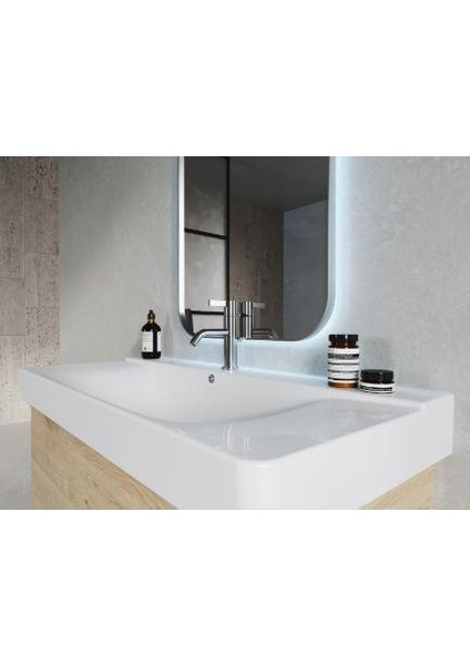 Turkuaz Yeni Mona Etajer Uyumlu Lavabo 100*45 cm modelleri