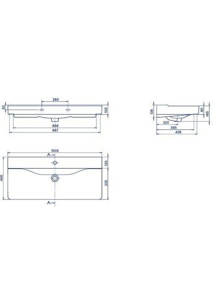 Turkuaz Yeni Mona Etajer Uyumlu Lavabo 100*45 cm fırsatları