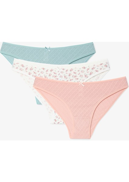 Karışık Renk Soil Blossom Düşük Bel Pointel 3'lü Slip Külot
