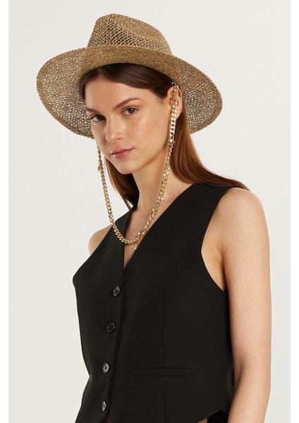 Kadın Standart Fit Sıfır Kol Kruvaze Yaka Düğmeli Siyah Yelek Pantolonlu Takım modelleri