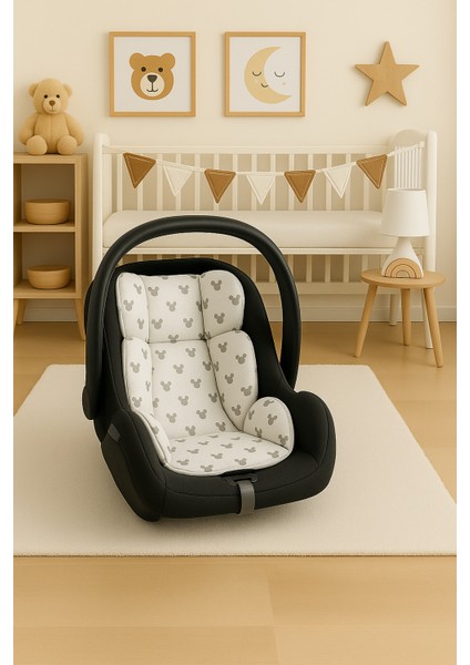 %100 Pamuk Mickey'li Poplin Kumaştan Puset Minderi