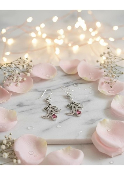 925 Ayar Gümüş Telkari Işleme Hürrem Sallantılı Küpe - Yakut Safir Zümrüt Taşlı El Yapımı Hediyelik fiyatları