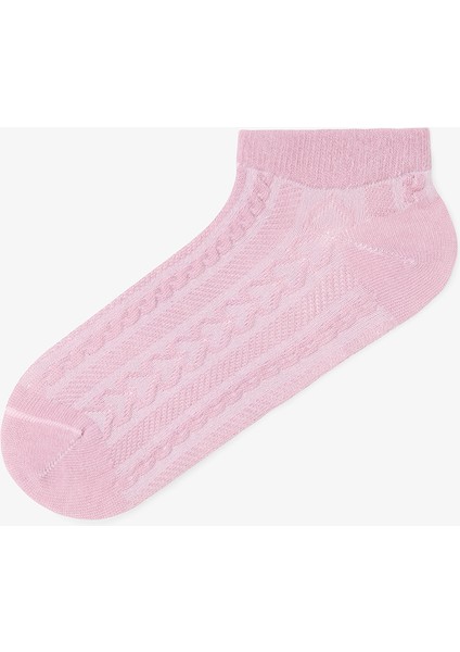 5 Çift Kendinden Kalp Desenli Patik Çorap