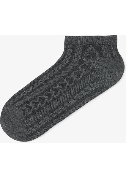 5 Çift Kendinden Kalp Desenli Patik Çorap