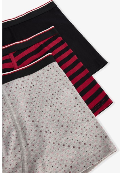 Erkek Red Line Çizgili 3'lü Organik Boxer