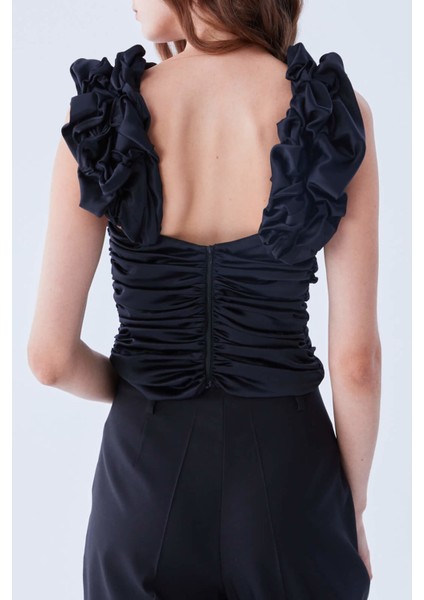 Kol Detaylı Drapeli Bluz Siyah Y2113149_001 modelleri