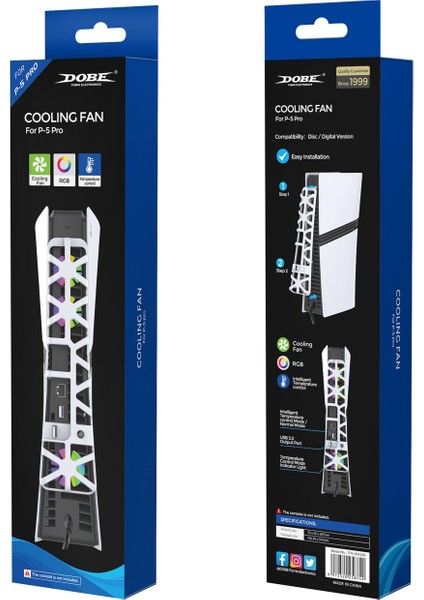 Ps5 Pro Versiyon Uyumlu Rgb Işıklı Arka Soğutucu Fan P5-020