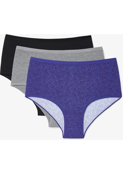 Crunchy Yaprak Desenli Yüksek Bel 3'lü Slip Külot