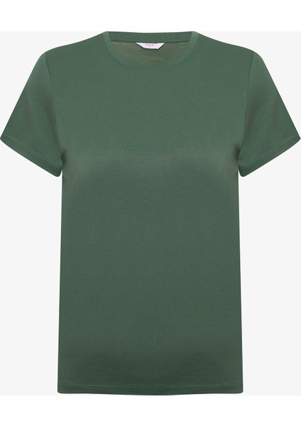 Haki Bisiklet Yaka Regular Fit Modal Tişört