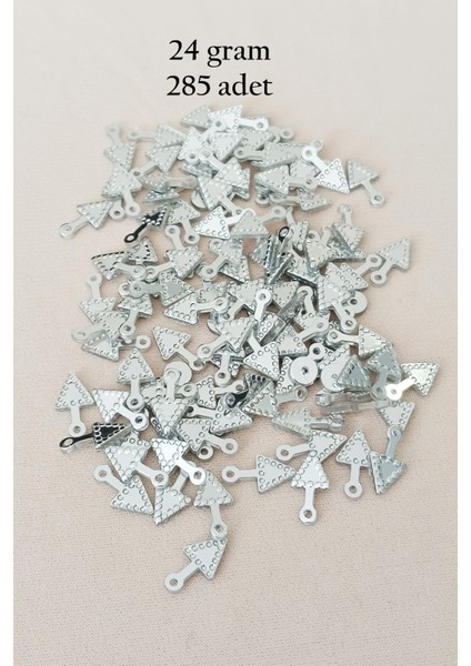 Oya Abiye Bileklik Kolye Pleksi Metalik Plastik Pul Gümüş Renk 24 Gram 285 Adet - BNC565