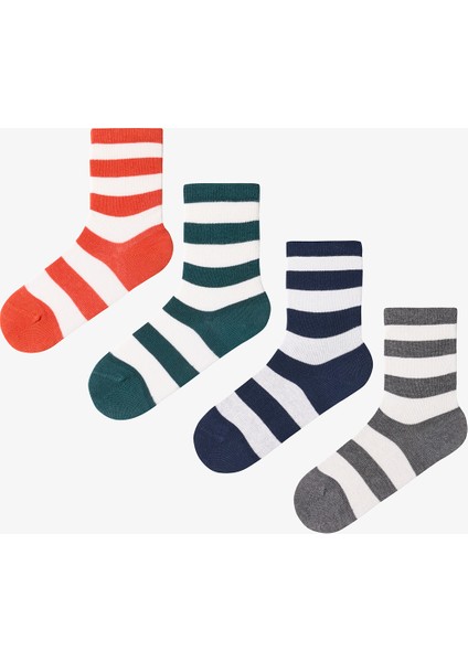 Çok Renkli Erkek Çocuk Relax Stripes 4lü Soket Çorap