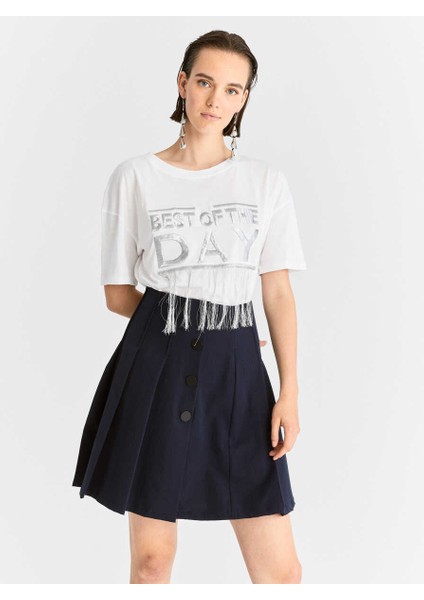 Piliseli Mini Etek Lacivert K2015029_015 fırsatları