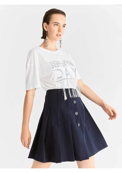 Piliseli Mini Etek Lacivert K2015029_015