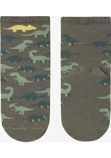 Çok Renkli Erkek Çocuk Green Dino 4lü Soket Çorap