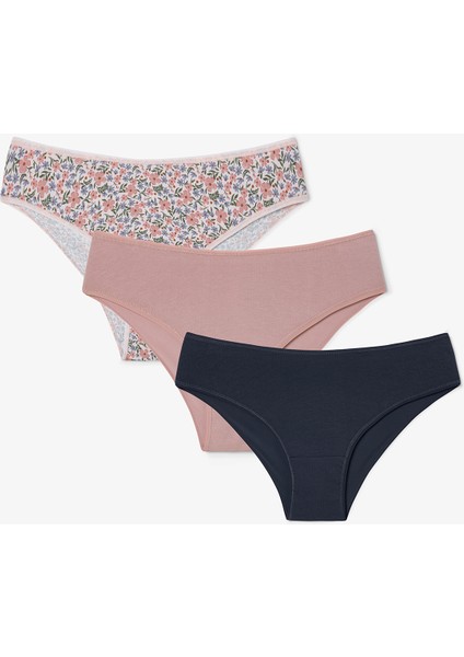 Cute Flower Çiçek Desenli Düşük Bel 3'lü Slip Külot