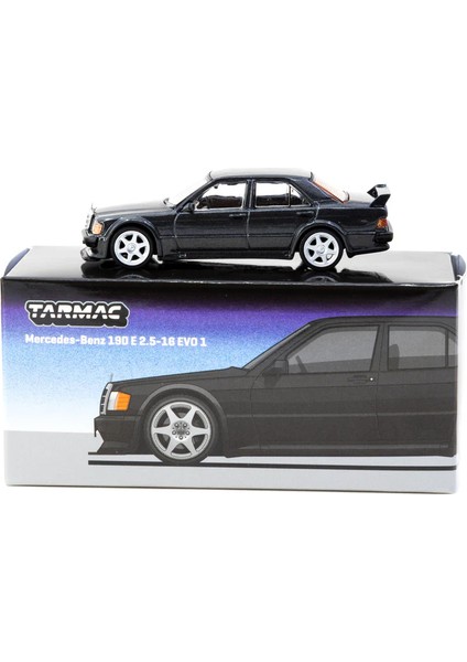 Works 1/64 Mercedes-Benz 190 E 2.5-16 Evo 1 Blue-Black Metallic - GLOBAL64 T64G-057-BK