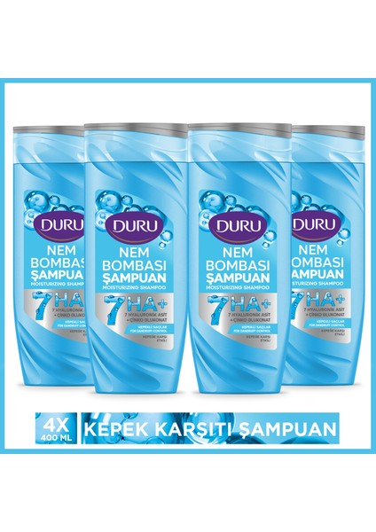 Nem Bombası Kepekli Saçlar Için Kepeğe Karşı Etkili Şampuan 4X400 ml