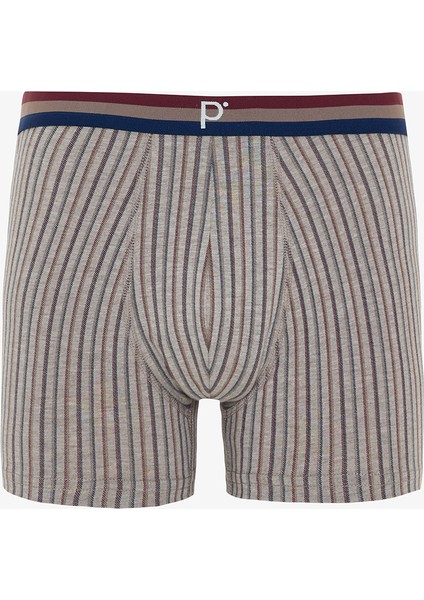 Kahverengi Erkek Ekoseli Normal Bel Organik 3'lü Boxer