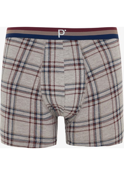 Kahverengi Erkek Ekoseli Normal Bel Organik 3'lü Boxer