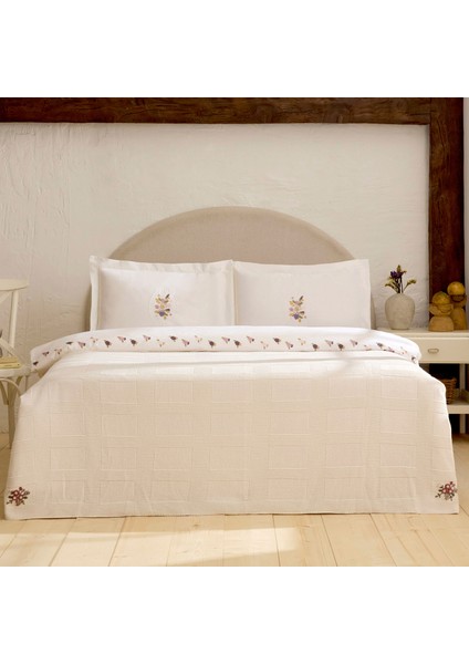 Rosven Nakışlı Çift Kişilik Nevresım Takımı Beyaz