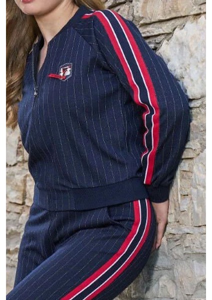 26013 Kadın Uzun Kollu Dik Yaka Önden Fermuarlı Spor Takım-Lacivert modelleri